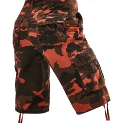 Discount OUKU Men's Cargo Shorts Camo Shorts Shorts Summer Shorts Multi Pocket Flap Pocket Camo Camouflage Comfort Wearable Knee Length Outdoor Sport Daily Fashion Casual Red Purple