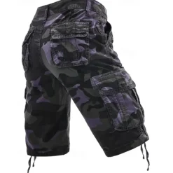Discount OUKU Men's Cargo Shorts Camo Shorts Shorts Summer Shorts Multi Pocket Flap Pocket Camo Camouflage Comfort Wearable Knee Length Outdoor Sport Daily Fashion Casual Red Purple
