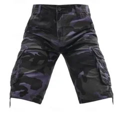 Discount OUKU Men's Cargo Shorts Camo Shorts Shorts Summer Shorts Multi Pocket Flap Pocket Camo Camouflage Comfort Wearable Knee Length Outdoor Sport Daily Fashion Casual Red Purple