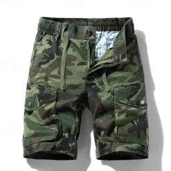 New OUKU Men's Cargo Shorts Camo Shorts Shorts Summer Shorts Drawstring Elastic Waist Multi Pocket Camouflage Camo / Camouflage Comfort Wearable Knee Length Outdoor Sport Daily Fashion Casual Blue Khaki