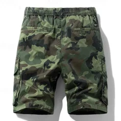 New OUKU Men's Cargo Shorts Camo Shorts Shorts Summer Shorts Drawstring Elastic Waist Multi Pocket Camouflage Camo / Camouflage Comfort Wearable Knee Length Outdoor Sport Daily Fashion Casual Blue Khaki