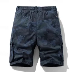 New OUKU Men's Cargo Shorts Camo Shorts Shorts Summer Shorts Drawstring Elastic Waist Multi Pocket Camouflage Camo / Camouflage Comfort Wearable Knee Length Outdoor Sport Daily Fashion Casual Blue Khaki