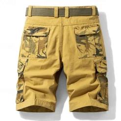 Discount OUKU Men's Cargo Shorts Camo Shorts Shorts Summer Shorts Zipper Multi Pocket Flap Pocket Plain Camo / Camouflage Comfort Wearable Knee Length Outdoor Sport Daily Fashion Casual Wine Blue