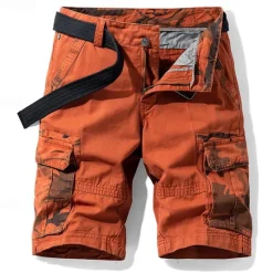 Discount OUKU Men's Cargo Shorts Camo Shorts Shorts Summer Shorts Zipper Multi Pocket Flap Pocket Plain Camo / Camouflage Comfort Wearable Knee Length Outdoor Sport Daily Fashion Casual Wine Blue