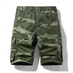 Online OUKU Men's Cargo Shorts Camo Shorts Shorts Summer Shorts Drawstring Elastic Waist Multi Pocket Camouflage Camo / Camouflage Comfort Wearable Knee Length Outdoor Sport Daily Fashion Casual Blue Khaki