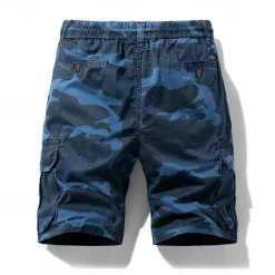 Online OUKU Men's Cargo Shorts Camo Shorts Shorts Summer Shorts Drawstring Elastic Waist Multi Pocket Camouflage Camo / Camouflage Comfort Wearable Knee Length Outdoor Sport Daily Fashion Casual Blue Khaki