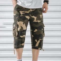 Hot OUKU Men's Cargo Shorts Camo Shorts Shorts Summer Shorts Multi Pocket Flap Pocket Camo Camouflage Comfort Wearable Knee Length Outdoor Sport Daily Fashion Casual Camouflage Red Camouflage - Army Green