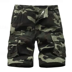 OUKU Men's Cargo Shorts Camo Shorts Shorts Summer Shorts Multi Pocket Flap Pocket Plain Camo / Camouflage Comfort Wearable Knee Length Outdoor Sport Daily Fashion Casual Camouflage khaki Black