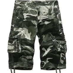 Outlet OUKU Men's Cargo Shorts Camo Shorts Shorts Hiking Shorts Leg Drawstring 6 Pocket Camouflage Comfort Outdoor Daily Going out Fashion Streetwear Army Green Blue