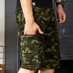 Outlet OUKU Men's Cargo Shorts Camo Shorts Shorts Zipper Multi Pocket Camouflage Comfort Wearable Knee Length Casual Daily Holiday Sports Fashion White Army Green