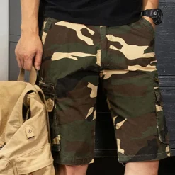 Outlet OUKU Men's Cargo Shorts Camo Shorts Shorts Zipper Multi Pocket Camouflage Comfort Wearable Knee Length Casual Daily Holiday Sports Fashion White Army Green