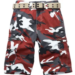 Outlet OUKU Men's Cargo Shorts Camo Shorts Shorts Zipper Multi Pocket Camouflage Comfort Wearable Knee Length Casual Daily Holiday Sports Fashion White Army Green