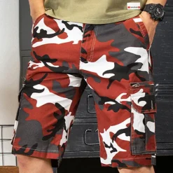 Outlet OUKU Men's Cargo Shorts Camo Shorts Shorts Zipper Multi Pocket Camouflage Comfort Wearable Knee Length Casual Daily Holiday Sports Fashion White Army Green