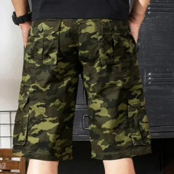 Outlet OUKU Men's Cargo Shorts Camo Shorts Shorts Zipper Multi Pocket Camouflage Comfort Wearable Knee Length Casual Daily Holiday Sports Fashion White Army Green