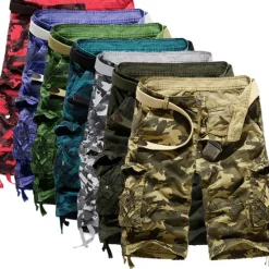 Sale OUKU Men's Cargo Shorts Camo Shorts Hiking Shorts Multi Pocket Multiple Pockets Camouflage Breathable Outdoor Knee Length Casual Daily Streetwear Stylish Camouflage Red Camouflage Blue Inelastic