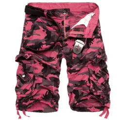 Sale OUKU Men's Cargo Shorts Camo Shorts Hiking Shorts Multi Pocket Multiple Pockets Camouflage Breathable Outdoor Knee Length Casual Daily Streetwear Stylish Camouflage Red Camouflage Blue Inelastic