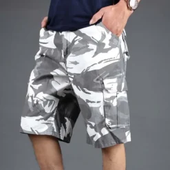 New OUKU Men's Cargo Shorts Camo Shorts Shorts Summer Shorts Multi Pocket Flap Pocket Camo Camouflage Comfort Wearable Knee Length Outdoor Sport Daily Fashion Casual White Yellow