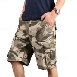 New OUKU Men's Cargo Shorts Camo Shorts Shorts Summer Shorts Multi Pocket Flap Pocket Camo Camouflage Comfort Wearable Knee Length Outdoor Sport Daily Fashion Casual White Yellow