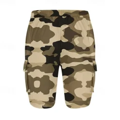 Outlet OUKU Men's Cargo Shorts Camo Shorts Shorts Summer Shorts Drawstring Elastic Waist Multi Pocket Camouflage Comfort Wearable Knee Length Outdoor Sport Daily Fashion Casual White Light Green