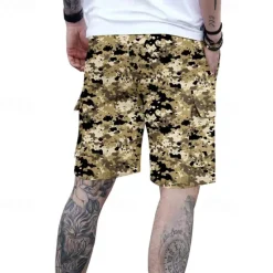 Outlet OUKU Men's Cargo Shorts Camo Shorts Shorts Summer Shorts Drawstring Elastic Waist Multi Pocket Camouflage Comfort Wearable Knee Length Outdoor Sport Daily Fashion Casual White Light Green