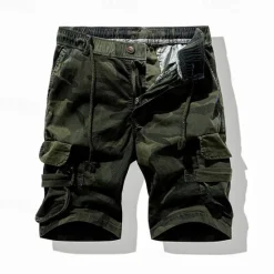 Best OUKU Men's Cargo Shorts Camo Shorts Shorts Summer Shorts Drawstring Elastic Waist Multi Pocket Camo / Camouflage Comfort Wearable Knee Length Outdoor Sport Daily Fashion Casual Camouflage khaki Camouflage