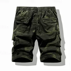 Best OUKU Men's Cargo Shorts Camo Shorts Shorts Summer Shorts Drawstring Elastic Waist Multi Pocket Camo / Camouflage Comfort Wearable Knee Length Outdoor Sport Daily Fashion Casual Camouflage khaki Camouflage