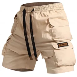 Best OUKU Men's Cargo Shorts Camping Shorts Camo Shorts Hiking Shorts Elastic Waist Straight Leg 6 Pocket Plain Camouflage Moisture Wicking Wearable Knee Length Outdoor Casual Daily Fashion Streetwear Black
