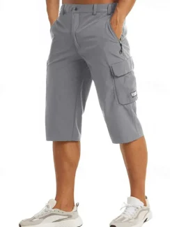 Outlet OUKU Men's Cargo Shorts Capri Pants Workout Shorts Hiking Shorts Going out Weekend Breathable Quick Dry Buttons Multiple Pockets Straight Leg Plain Knee Length Gymnatics Activewear Black Blue