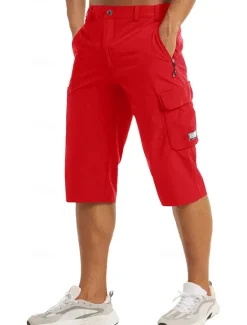 Outlet OUKU Men's Cargo Shorts Capri Pants Workout Shorts Hiking Shorts Going out Weekend Breathable Quick Dry Buttons Multiple Pockets Straight Leg Plain Knee Length Gymnatics Activewear Black Blue