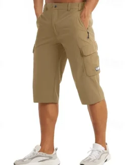 Outlet OUKU Men's Cargo Shorts Capri Pants Workout Shorts Hiking Shorts Going out Weekend Breathable Quick Dry Buttons Multiple Pockets Straight Leg Plain Knee Length Gymnatics Activewear Black Blue