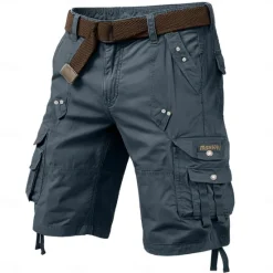 Hot OUKU Men's Cargo Shorts Capri Pants Shorts Hiking Shorts Leg Drawstring 6 Pocket Plain Comfort Outdoor Casual Daily Vacation Fashion Wine Army Green
