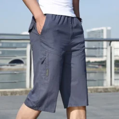 New OUKU Men's Cargo Shorts Capri shorts Capri Pants Hiking Shorts Pocket Elastic Waist Multi Pocket Plain Comfort Breathable Calf-Length Sports Outdoor Daily Stylish Casual / Sporty ArmyGreen Yellow