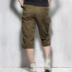 Online OUKU Men's Cargo Shorts Capri shorts Capri Pants Hiking Shorts Elastic Waist Multi Pocket With Belt Plain Comfort Breathable Calf-Length Daily Sports Streetwear Stylish Casual / Sporty Camouflage Black