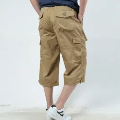 Online OUKU Men's Cargo Shorts Capri shorts Capri Pants Hiking Shorts Elastic Waist Multi Pocket With Belt Plain Comfort Breathable Calf-Length Daily Sports Streetwear Stylish Casual / Sporty Camouflage Black