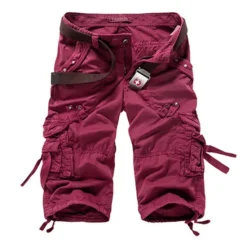 Hot OUKU Men's Cargo Shorts Capri shorts Capri Pants Hiking Shorts Pocket Plain Comfort Breathable Calf-Length Work Casual Daily Fashion Streetwear Red Navy Blue