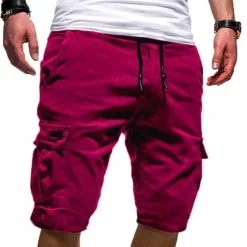 Online OUKU Men's Cargo Shorts Drawstring Multi Pocket Solid Color Outdoor Knee Length Daily Weekend Streetwear Casual Black White Inelastic