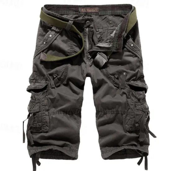 OUKU Men's Cargo Shorts Hiking Shorts Multi Pocket Plain Calf-Length Daily Basic Slim Wine Red Black
