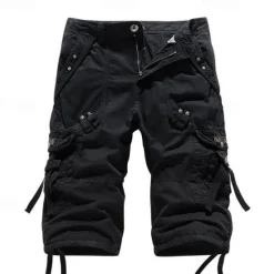 OUKU Men's Cargo Shorts Hiking Shorts Multi Pocket Plain Calf-Length Daily Basic Slim Wine Red Black