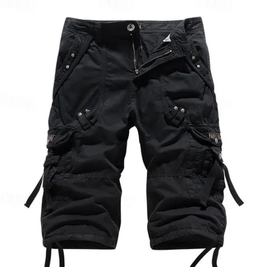 OUKU Men's Cargo Shorts Hiking Shorts Multi Pocket Plain Calf-Length Daily Basic Slim Wine Red Black