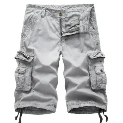 Sale OUKU Men's Cargo Shorts Hiking Shorts Zipper Pocket Classic Plain Cycling Outdoor Knee Length Casual Stylish Wine Red White gray Inelastic