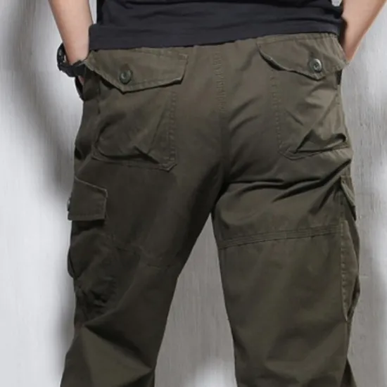 Discount OUKU Men's Cargo Shorts Hiking Shorts Multi Pocket Plain Comfort Outdoor Calf-Length Cotton Cargo Shorts ArmyGreen Black Micro-elastic