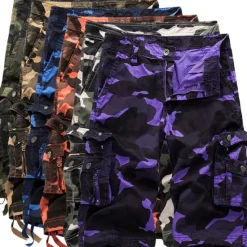 Outlet OUKU Men's Cargo Shorts Hiking Shorts Leg Drawstring Multi Pocket Multiple Pockets Camouflage Breathable Outdoor Knee Length Casual Daily Streetwear Stylish Black Green Camouflage Blue Micro-elastic
