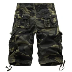 Outlet OUKU Men's Cargo Shorts Hiking Shorts Leg Drawstring Multi Pocket Multiple Pockets Camouflage Breathable Outdoor Knee Length Casual Daily Streetwear Stylish Black Green Camouflage Blue Micro-elastic