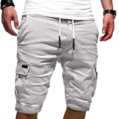 Best OUKU Men's Cargo Shorts Multi Pocket Map Outdoor Sports Knee Length Holiday Going out Weekend Shorts Slim Lake blue Navy Inelastic