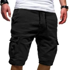 Best OUKU Men's Cargo Shorts Multi Pocket Map Outdoor Sports Knee Length Holiday Going out Weekend Shorts Slim Lake blue Navy Inelastic