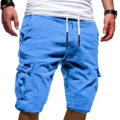 Best OUKU Men's Cargo Shorts Multi Pocket Map Outdoor Sports Knee Length Holiday Going out Weekend Shorts Slim Lake blue Navy Inelastic