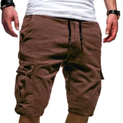 Best OUKU Men's Cargo Shorts Multi Pocket Map Outdoor Sports Knee Length Holiday Going out Weekend Shorts Slim Lake blue Navy Inelastic