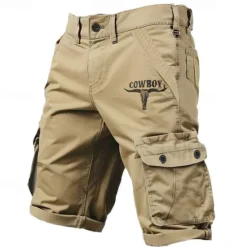 OUKU Men's Cargo Shorts Multiple Pockets Graphic Cowboy Outdoor Short Sports Outdoor Classic Micro-elastic Shorts