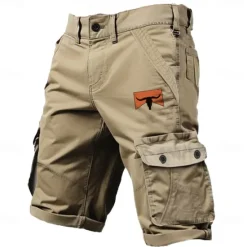 Hot OUKU Men's Cargo Shorts Multi-Pockets Cowboy Printed Outdoor Short Sports Classic Micro-elastic Cargo