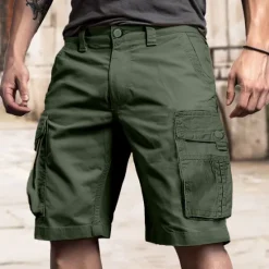 OUKU Men's Cargo Shorts Shorts Hiking Shorts Buttons Multi Pocket Plain Wearable Knee Length Outdoor Daily Camping & Hiking Fashion Classic Army Green Khaki